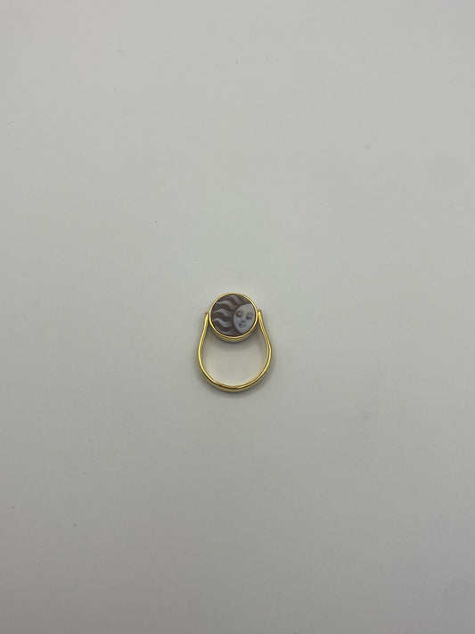 Anello Reverse Sole Luna-In Argento Dorato