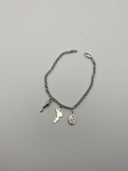 Bracciale Calabria con madonnina e cornetto
