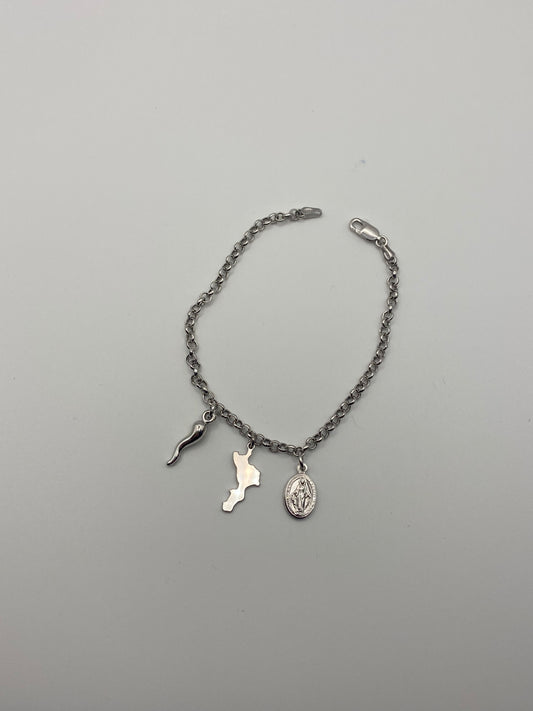 Bracciale Calabria con madonnina e cornetto