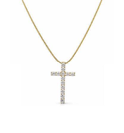 Collana con croce in argento 925 dorato e Swarovski, dettaglio - Zumpano Gioielli