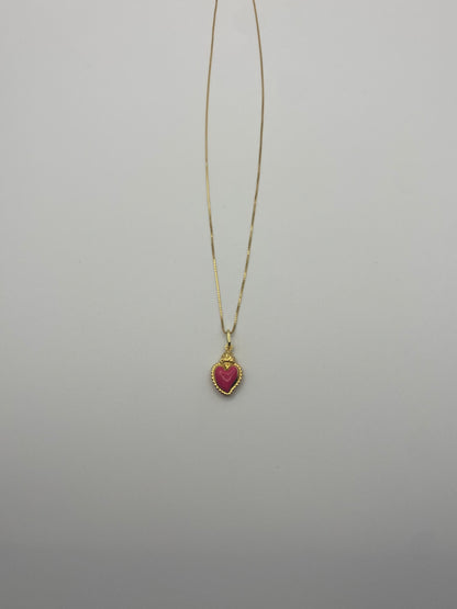 Collana Sacro Cuore Rosa Smaltato