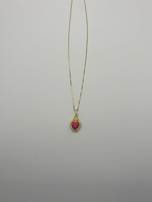 Collana Sacro Cuore Rosa Smaltato