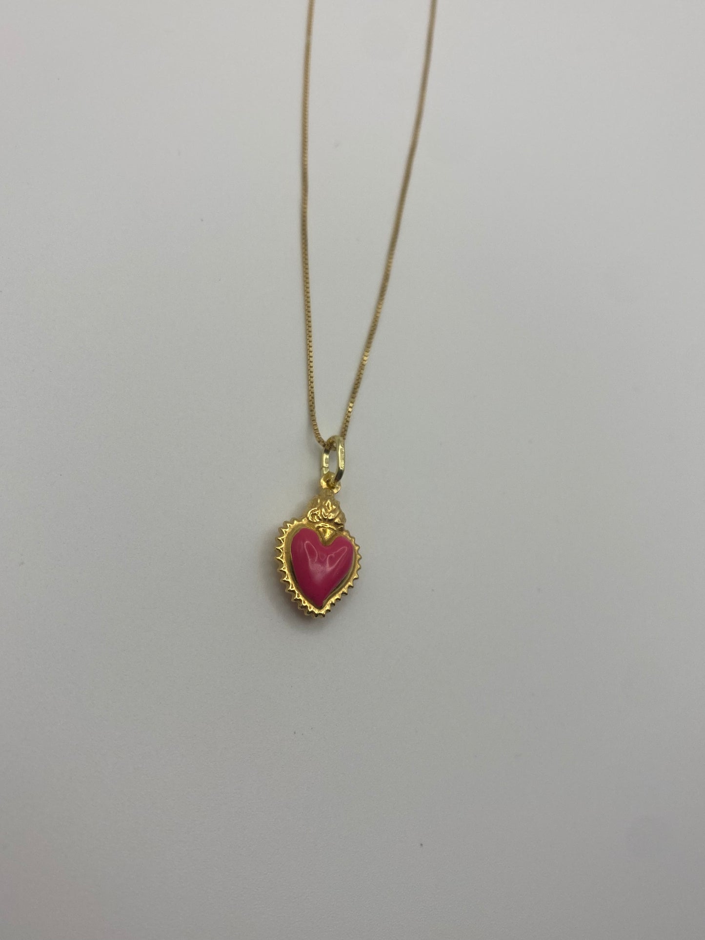 Collana Sacro Cuore Rosa Smaltato