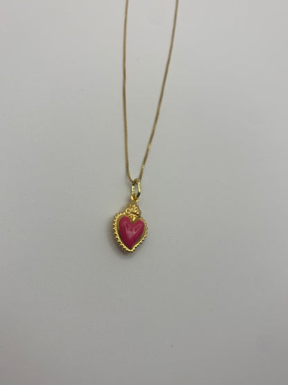 Collana Sacro Cuore Rosa Smaltato